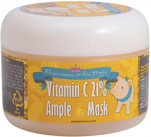 Elizavecca~Тонизирующая маска с витамином C и эффектом сияния~Milky Piggy Vitamin C 21% Ample Mask