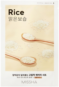 Missha~Осветляющая тканевая маска для тусклой кожи с экстрактом риса~Airy Fit Sheet Mask Rice
